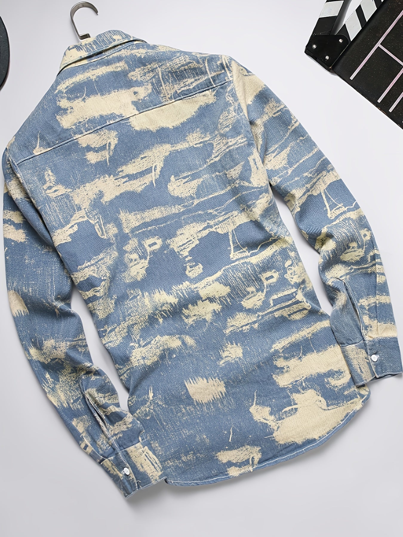 Men's Camo Denim Shirt | Casual Long Sleeve, Cotton Blend