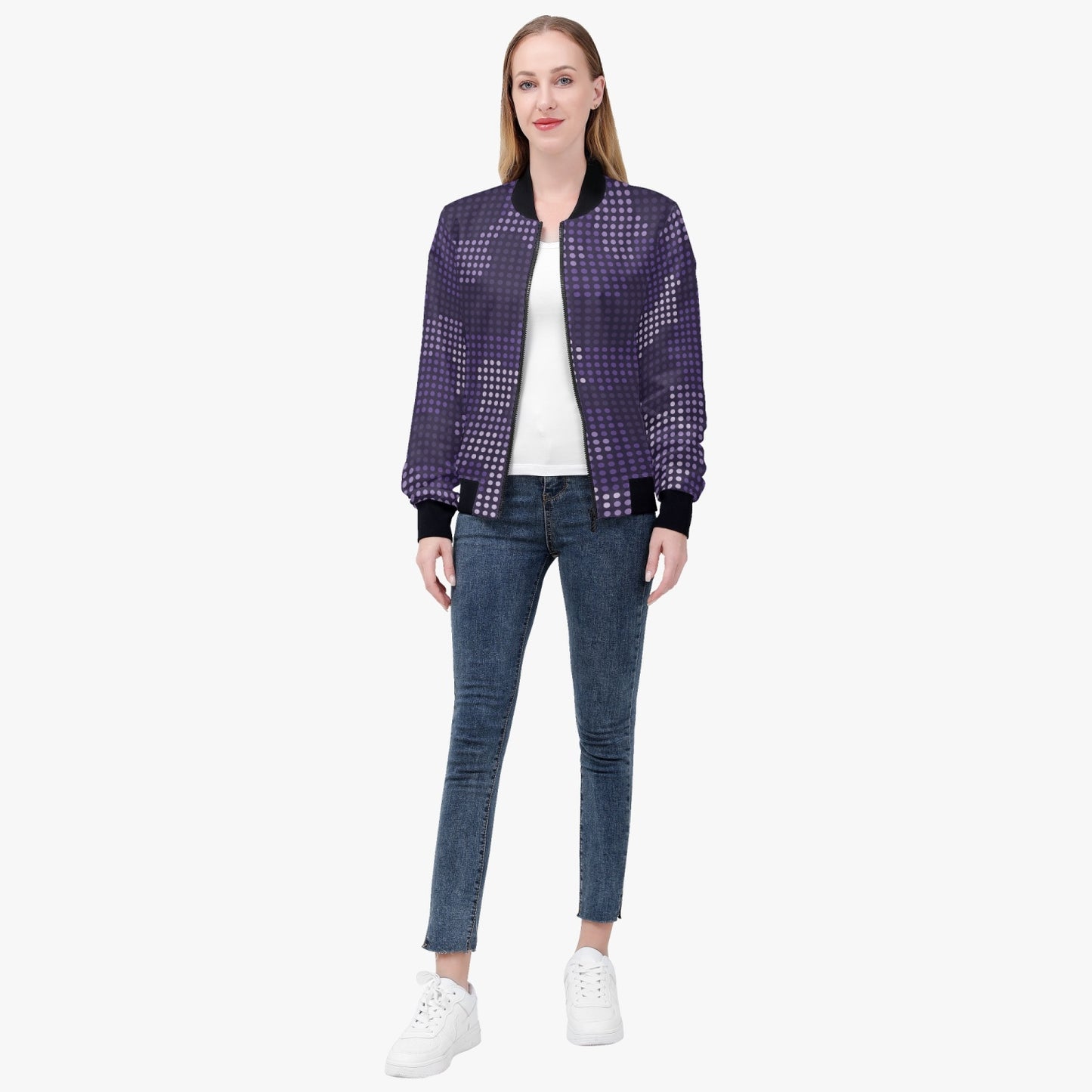 Women's Camo Bomber Jacket | Blue LED Camouflage