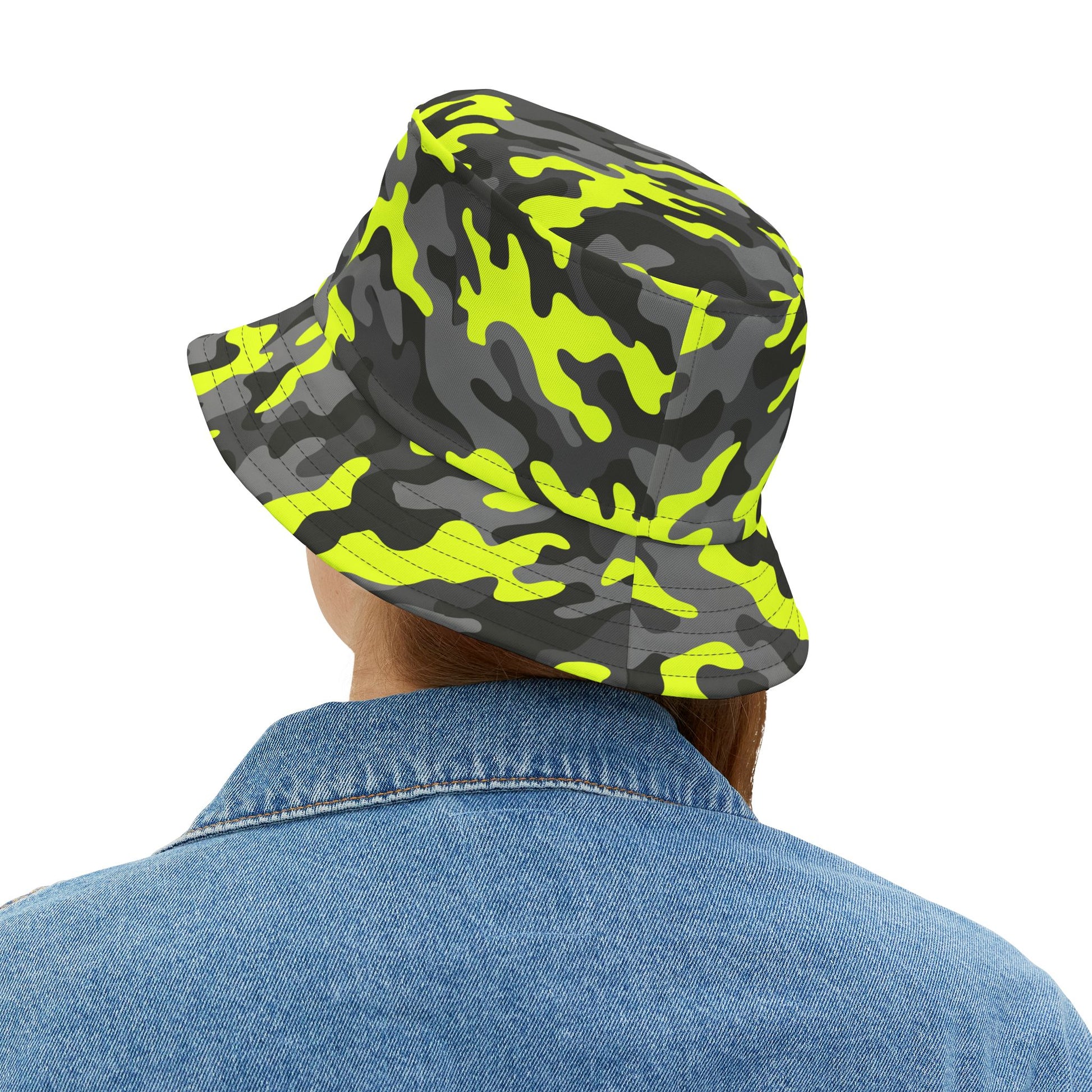 Camo Bucket Hat | Yellow, Black, and Gray Camouflage