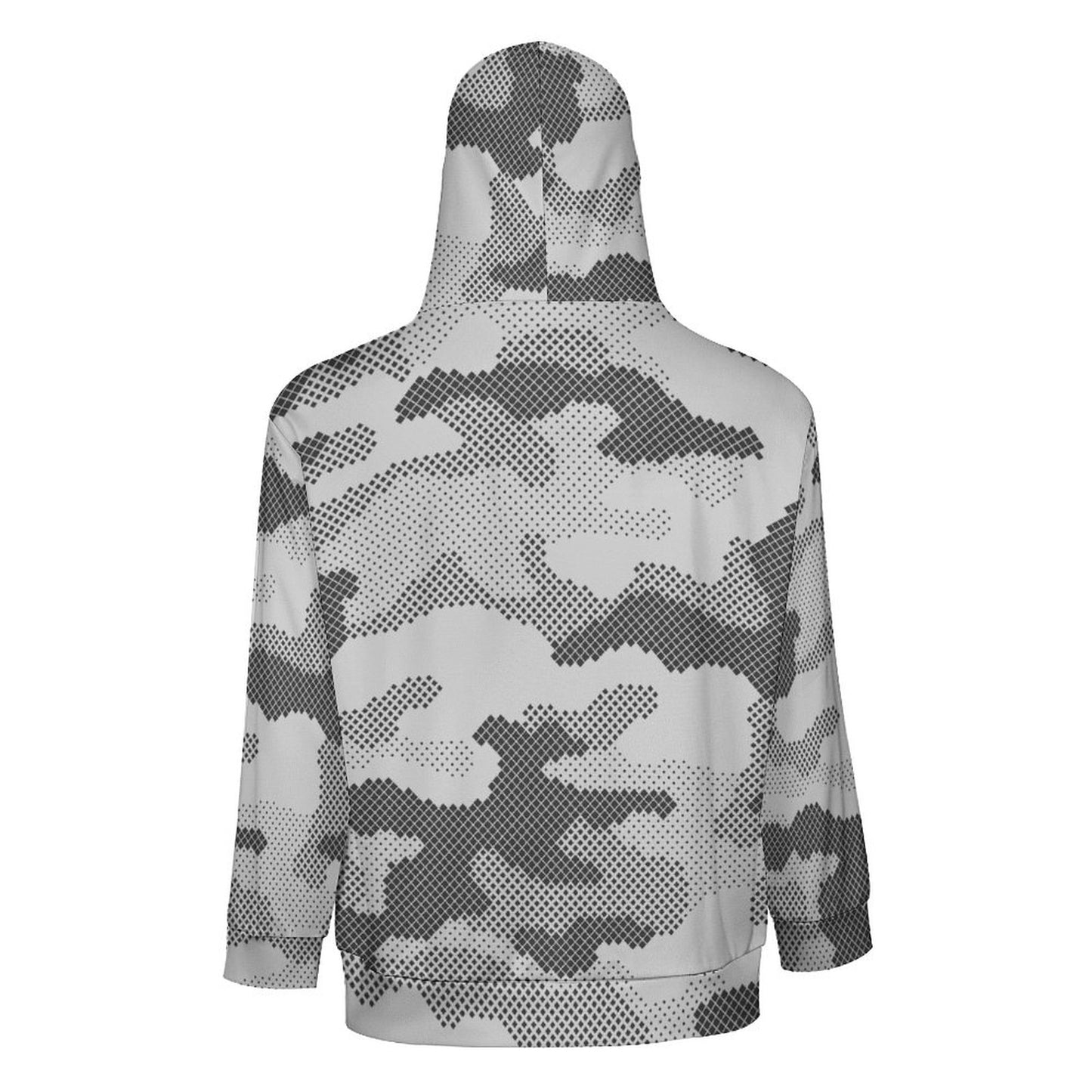 Zip up Camo Hoodie | Black & White Dotted Camouflage