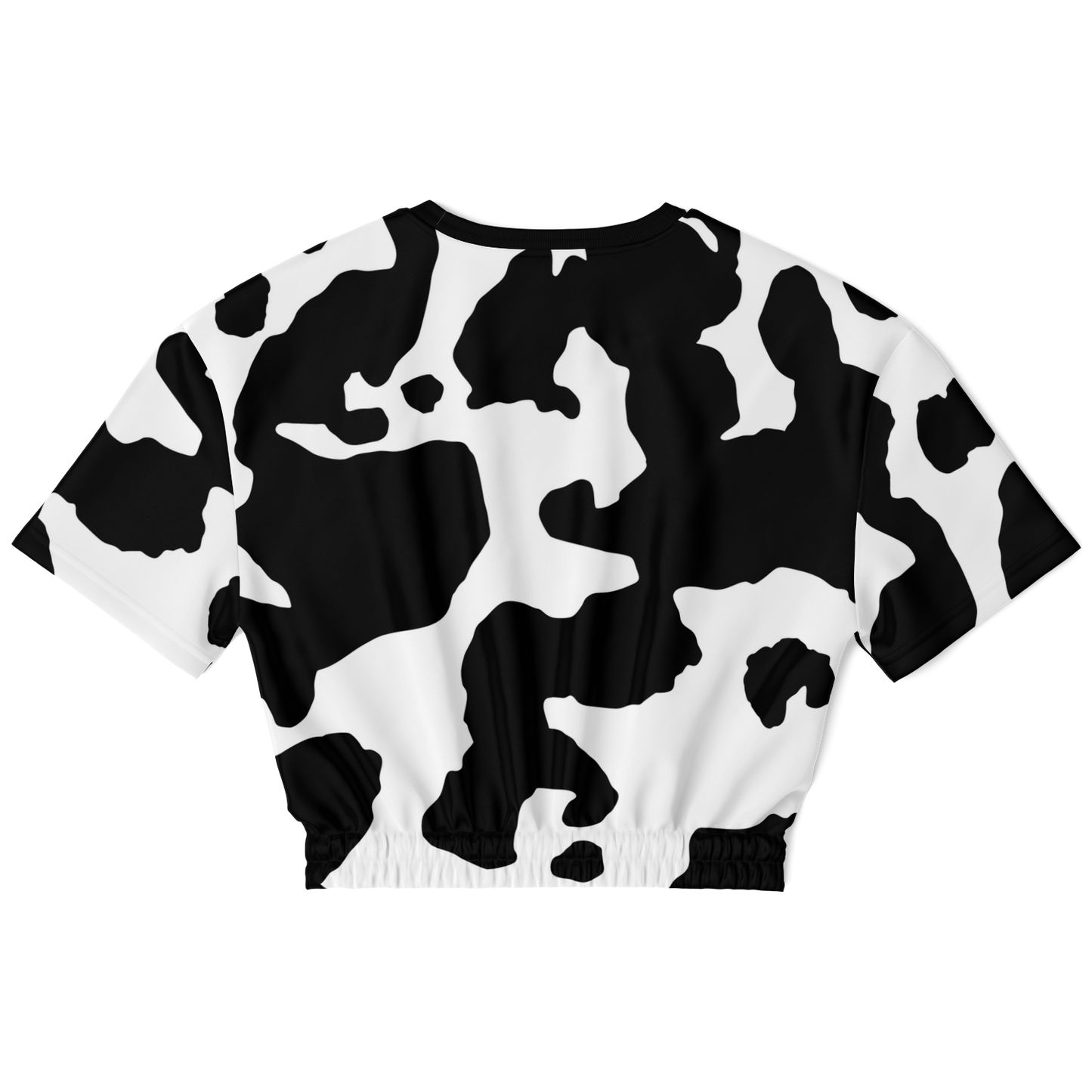 Camo Crop Top Sweatshirt | Black & White Cow Camouflage