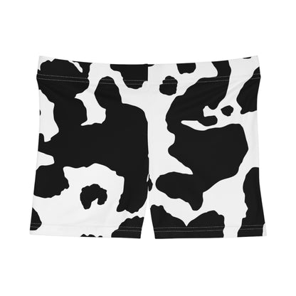 Women's Camo Shorts | Tight Fit | Black & White Cow Print