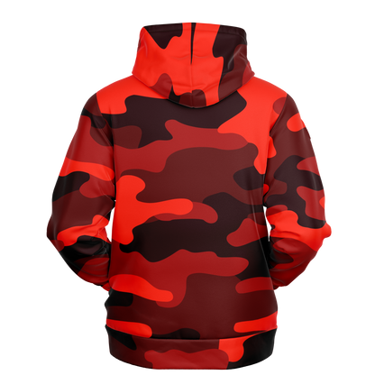 Camo Hoodie | Scarlet Red & Black Camouflage Pullover