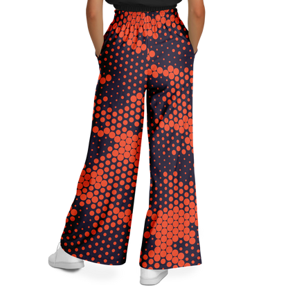 Camo Wide Leg Pants | Orange & Blue Digital Camouflage