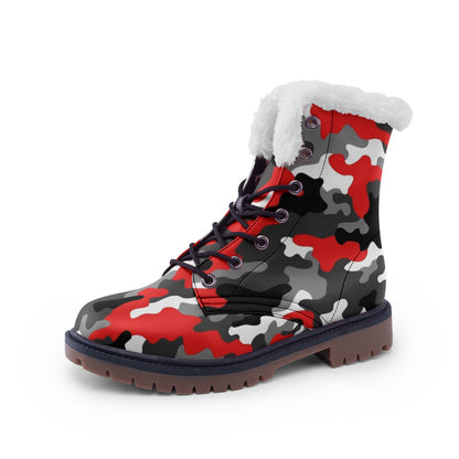 Snow Camo Boots | Red, Gray, Black, and White Camouflage