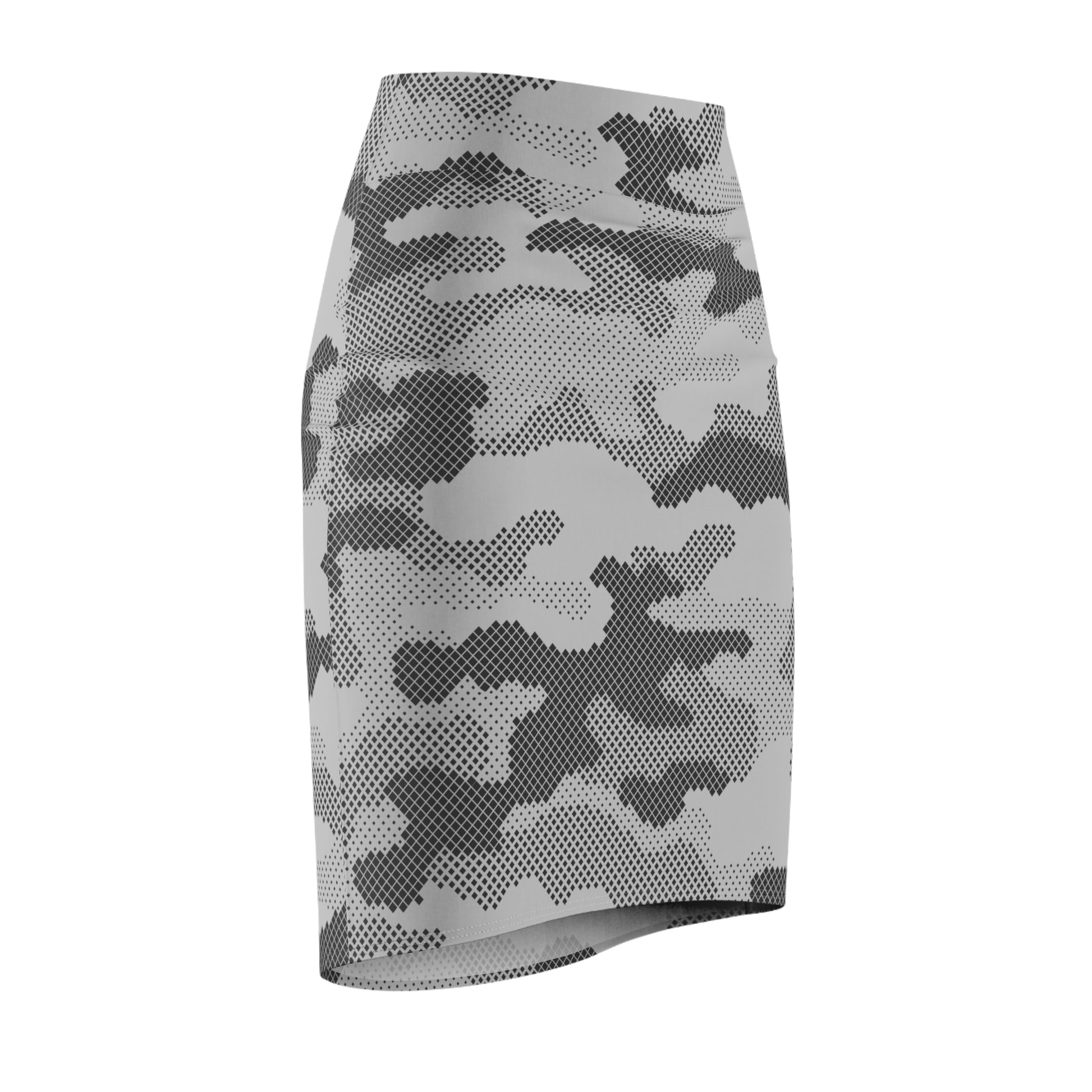 Camo Mini Skirt | Pencil Cut | Gray Digital