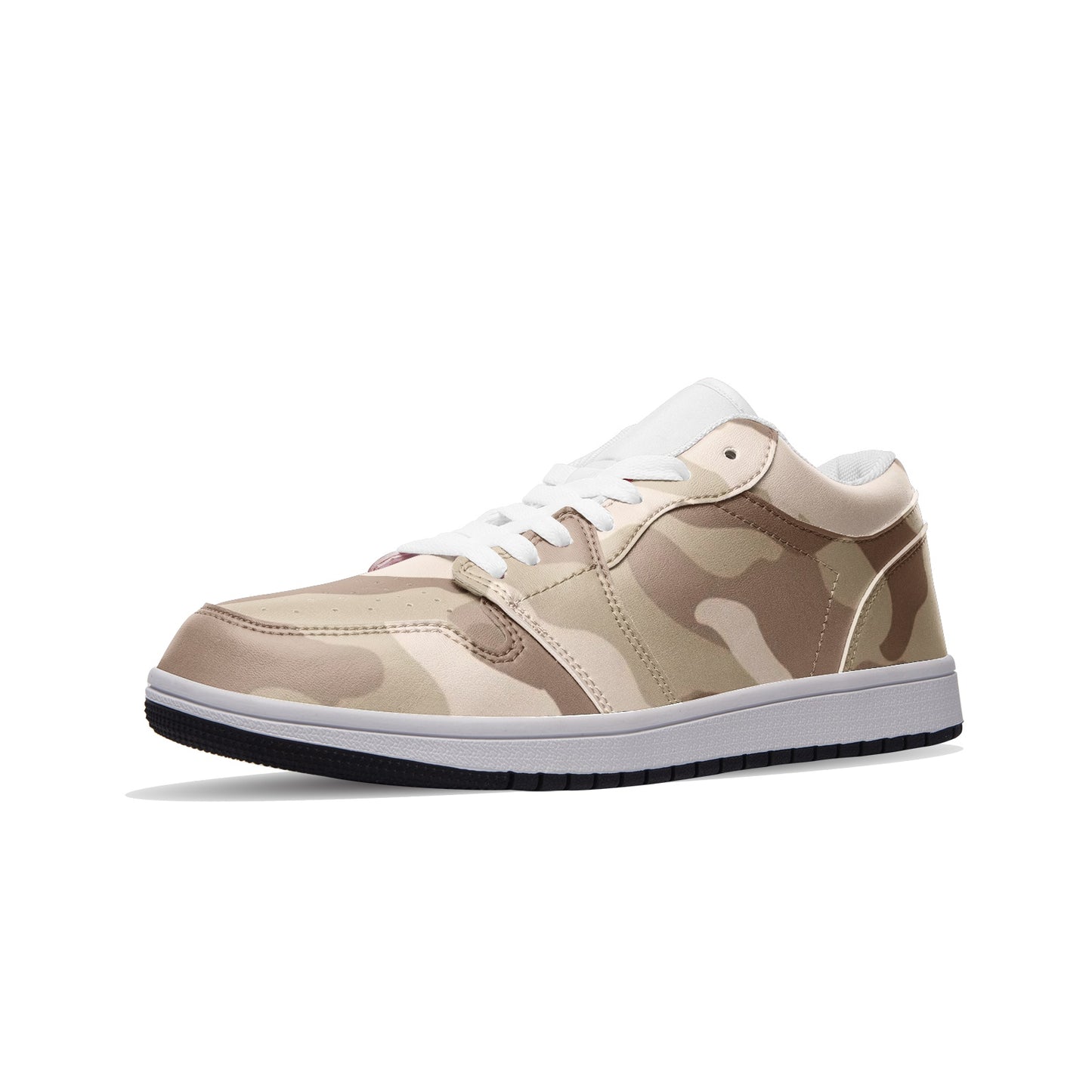 Camo Low Top Leather Sneakers | Desert Brown