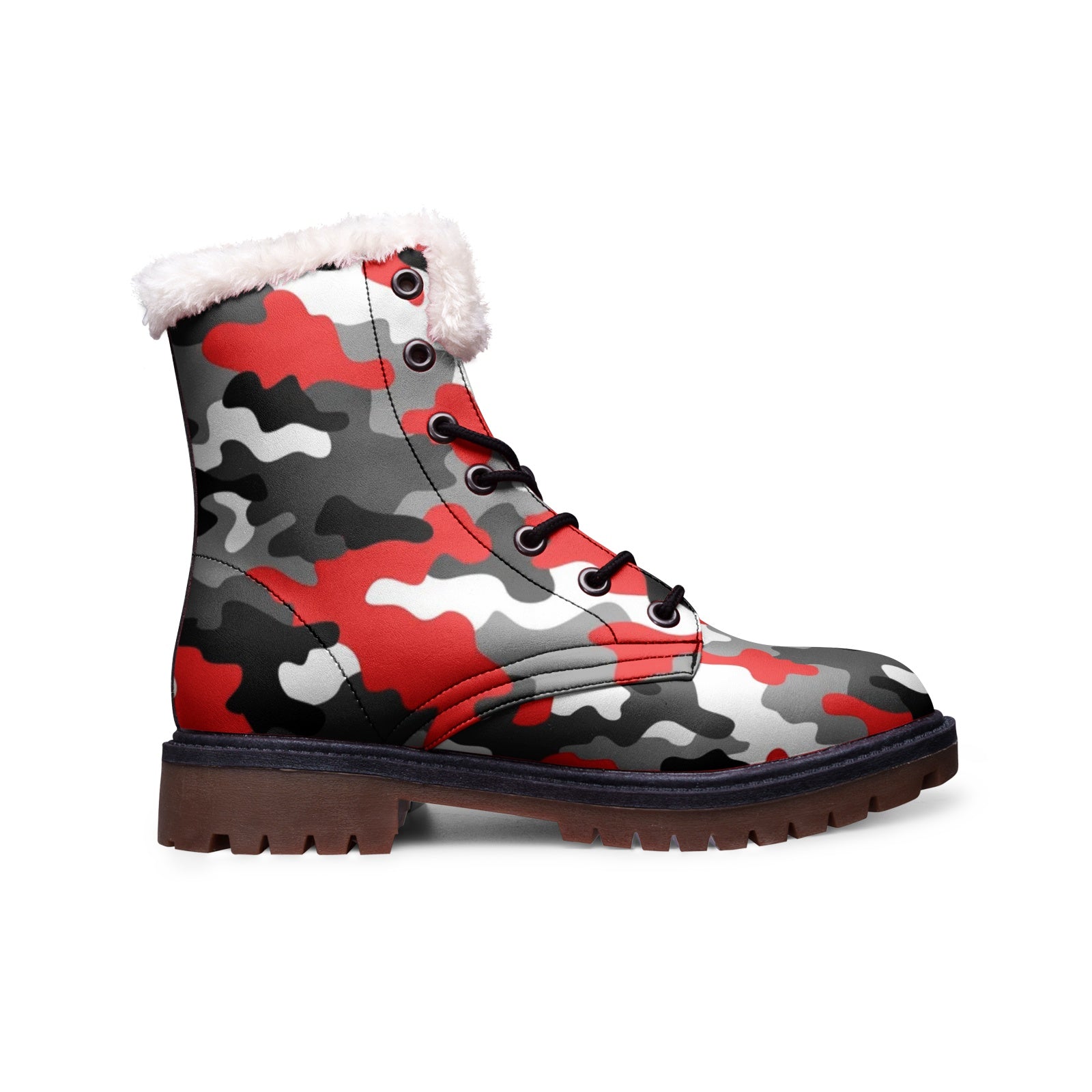 Snow Camo Boots | Red, Gray, Black, and White Camouflage