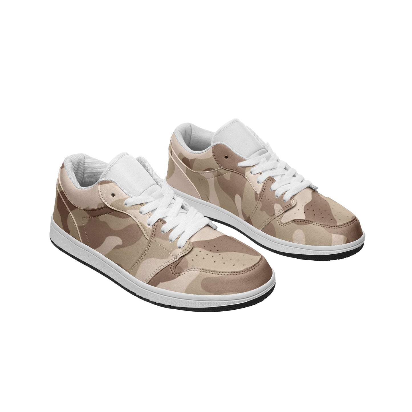 Camo Low Top Leather Sneakers | Desert Brown