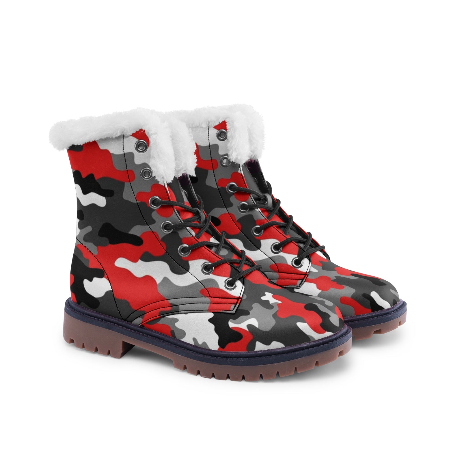 Snow Camo Boots | Red, Gray, Black, and White Camouflage