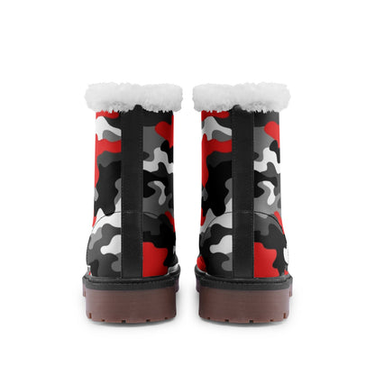 Snow Camo Boots | Red, Gray, Black, and White Camouflage