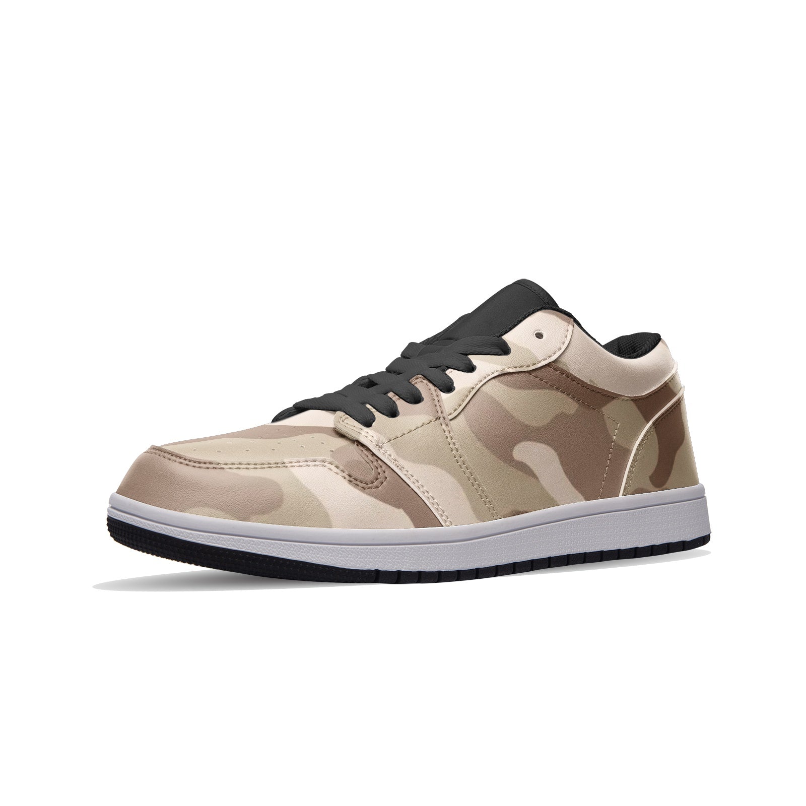 Camo Low Top Leather Sneakers | Desert Brown