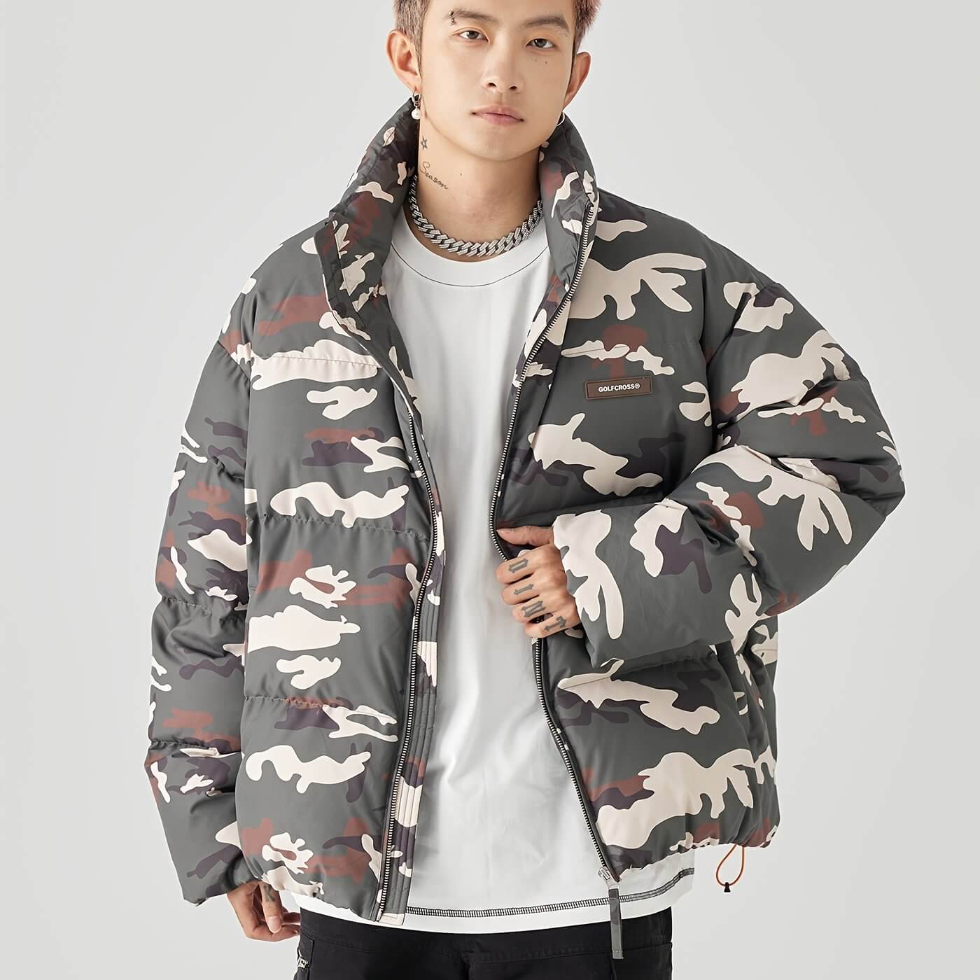 Army Green Camo Puffer Jacket | Thick Fat Style Coat