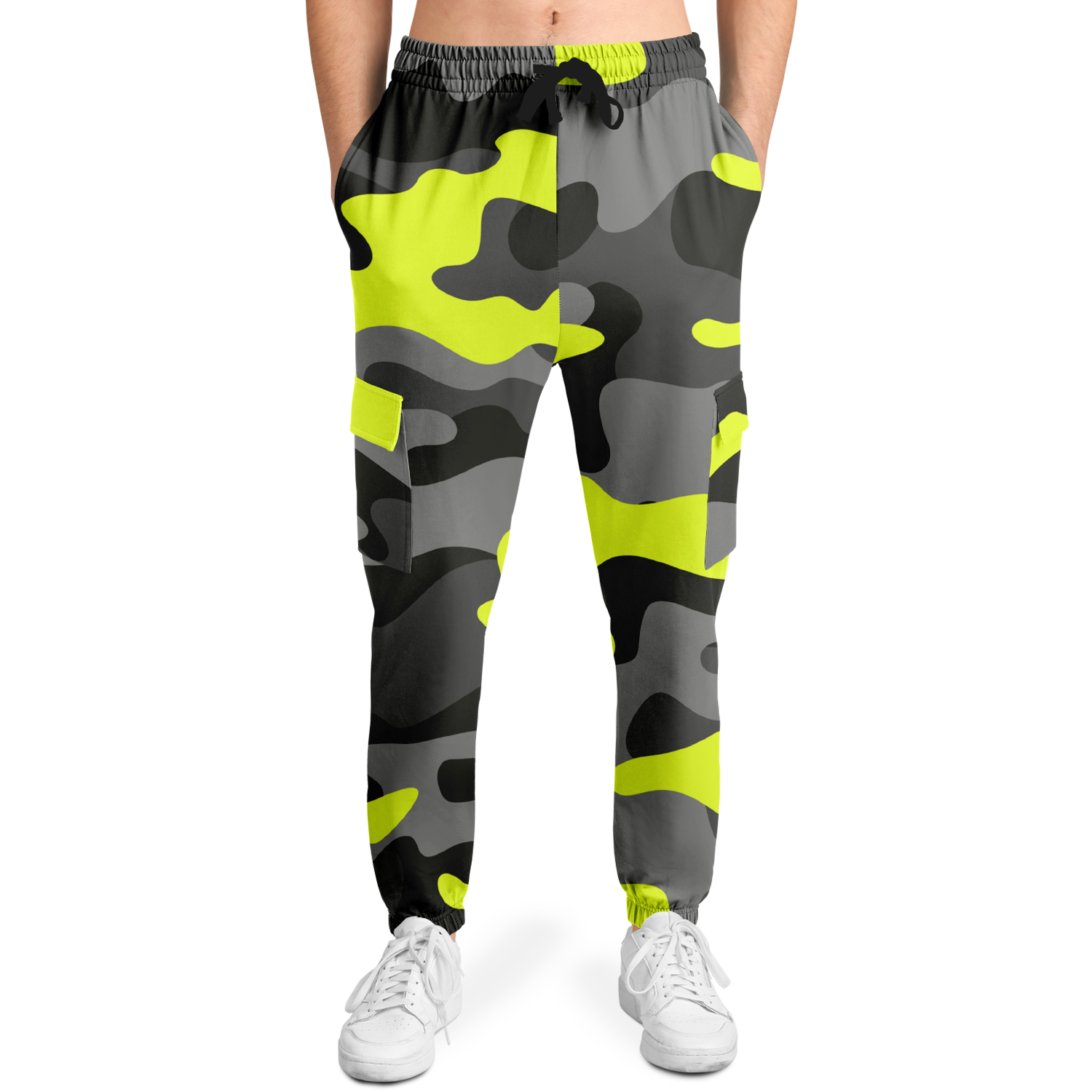 Camo Cargo Pants | Unisex | Black, Gray & Yellow Camouflage