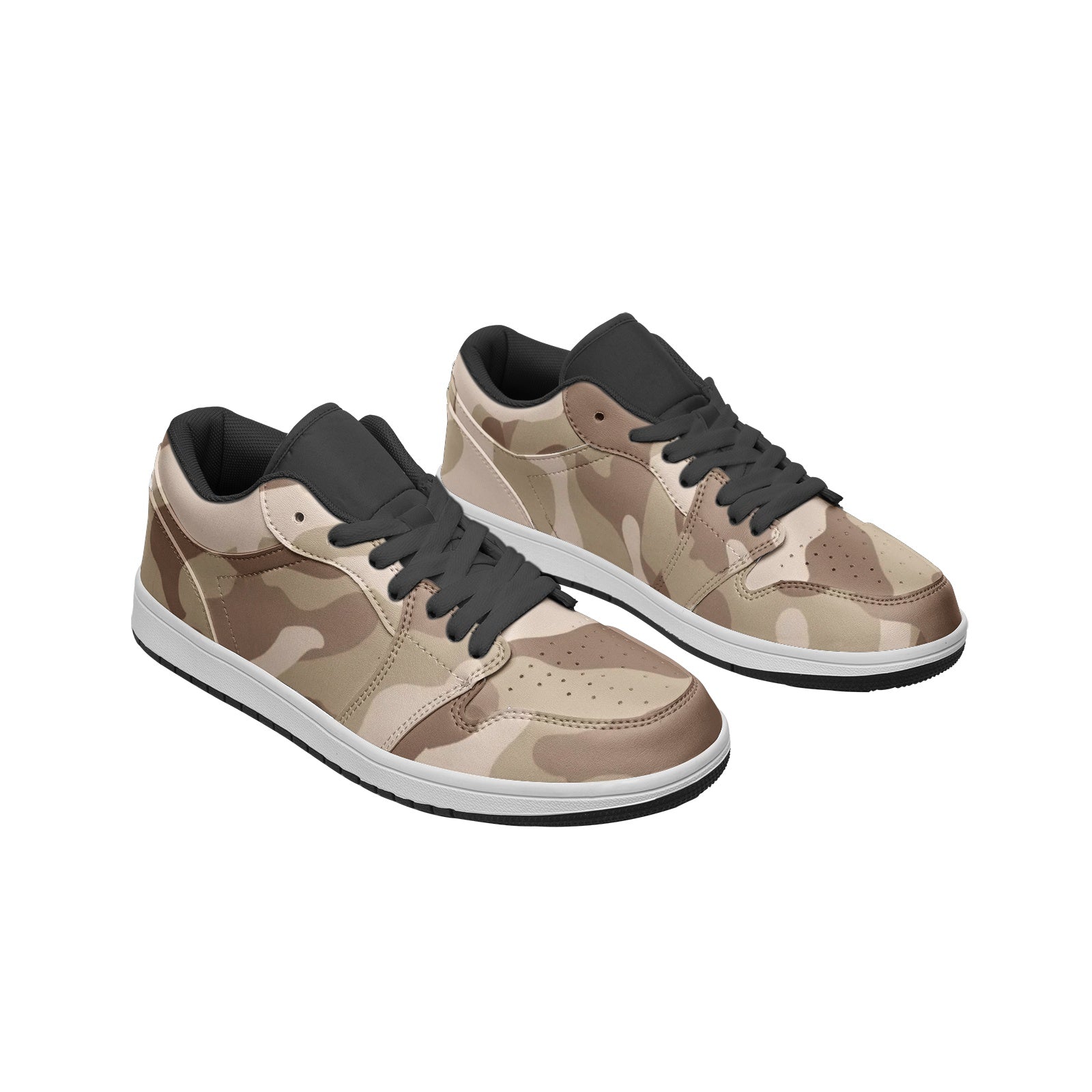 Camo Low Top Leather Sneakers | Desert Brown