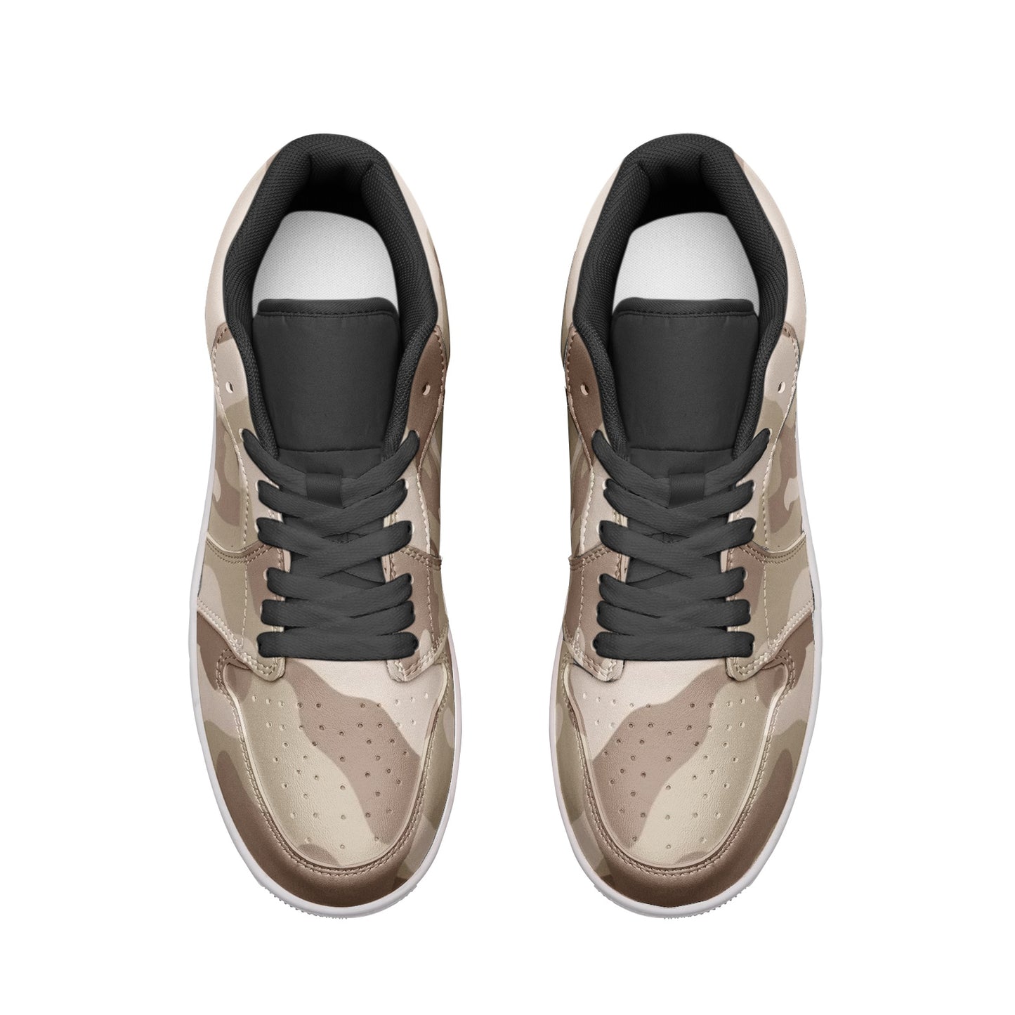 Camo Low Top Leather Sneakers | Desert Brown