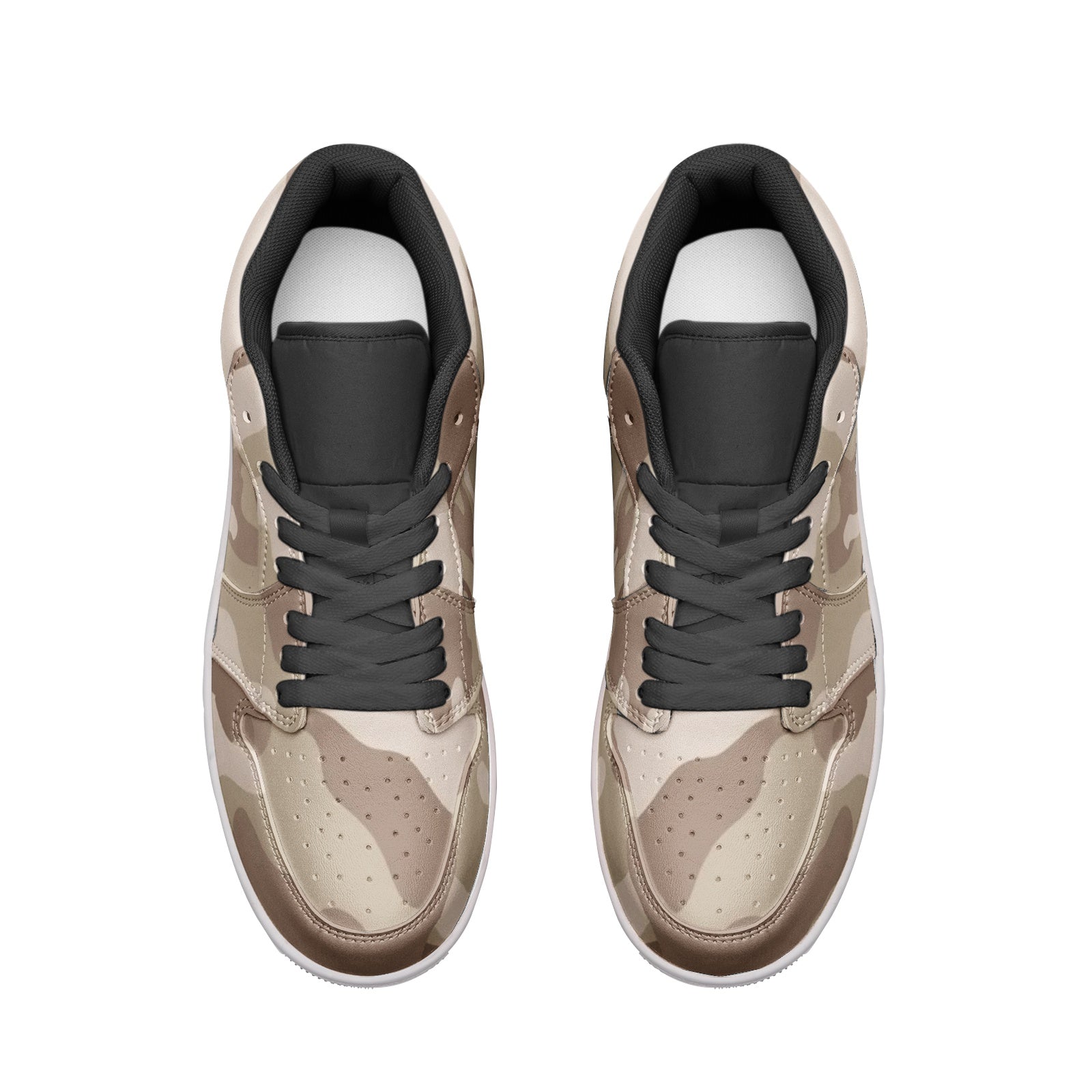 Camo Low Top Leather Sneakers | Desert Brown