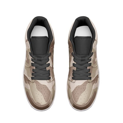 Camo Low Top Leather Sneakers | Desert Brown