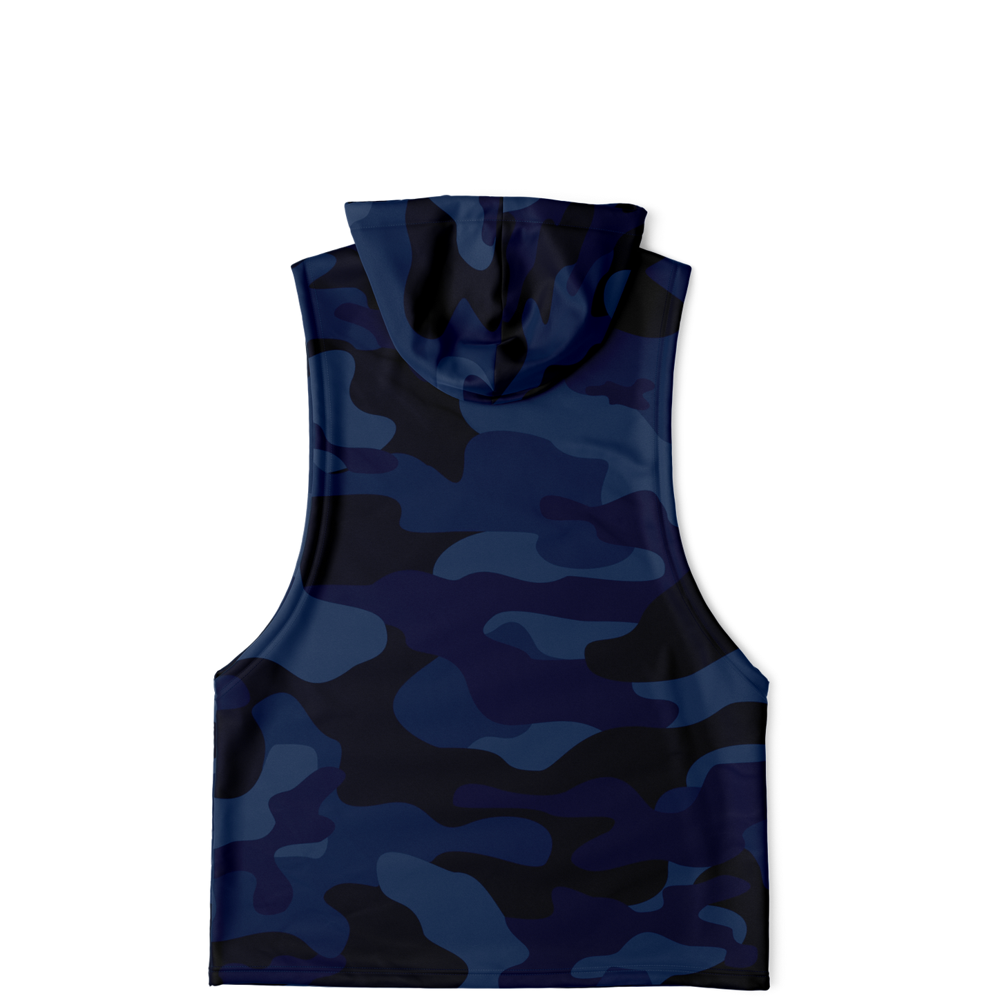 Sleeveless Hoodie | Deep Blue Camouflage