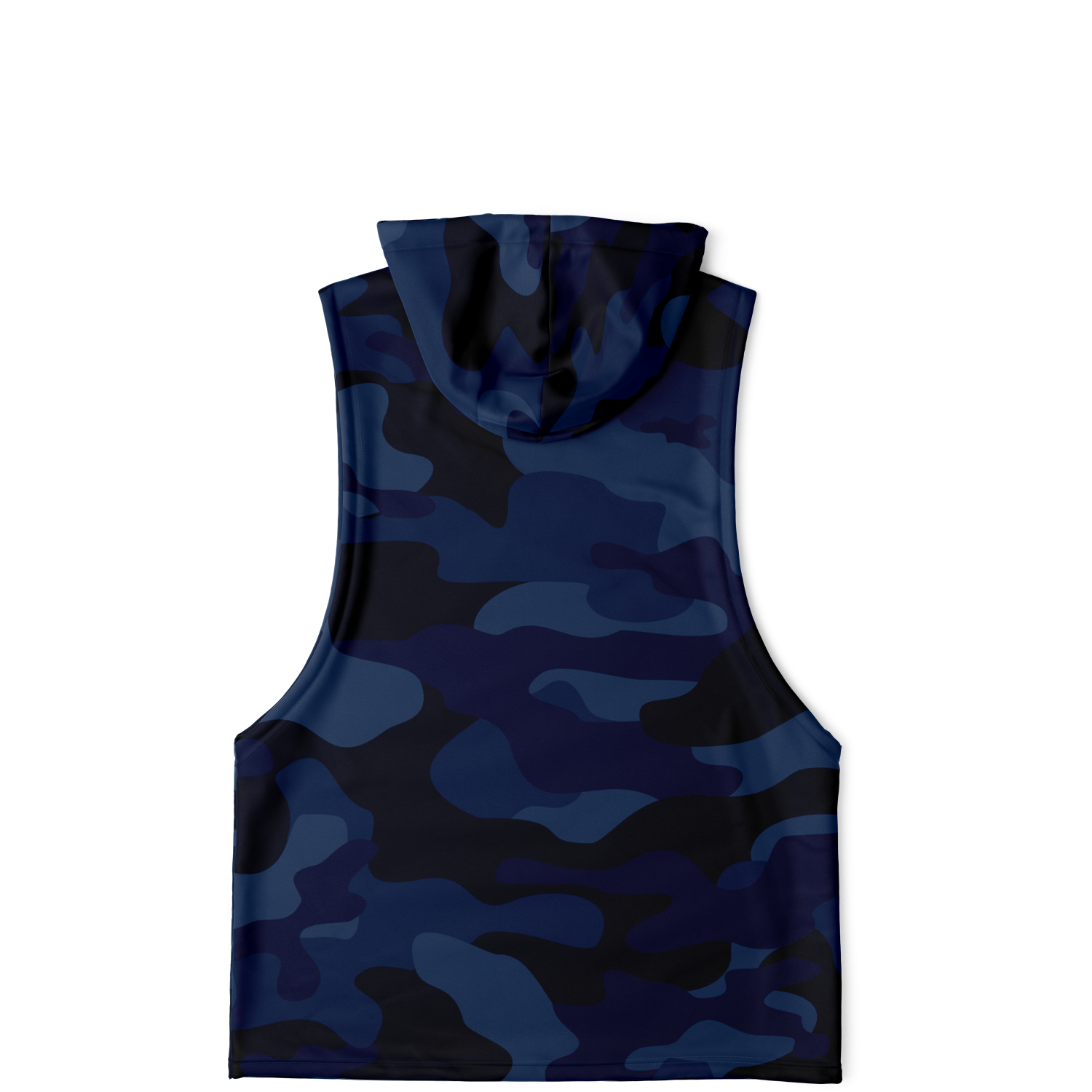 Sleeveless Hoodie | Deep Blue Camouflage