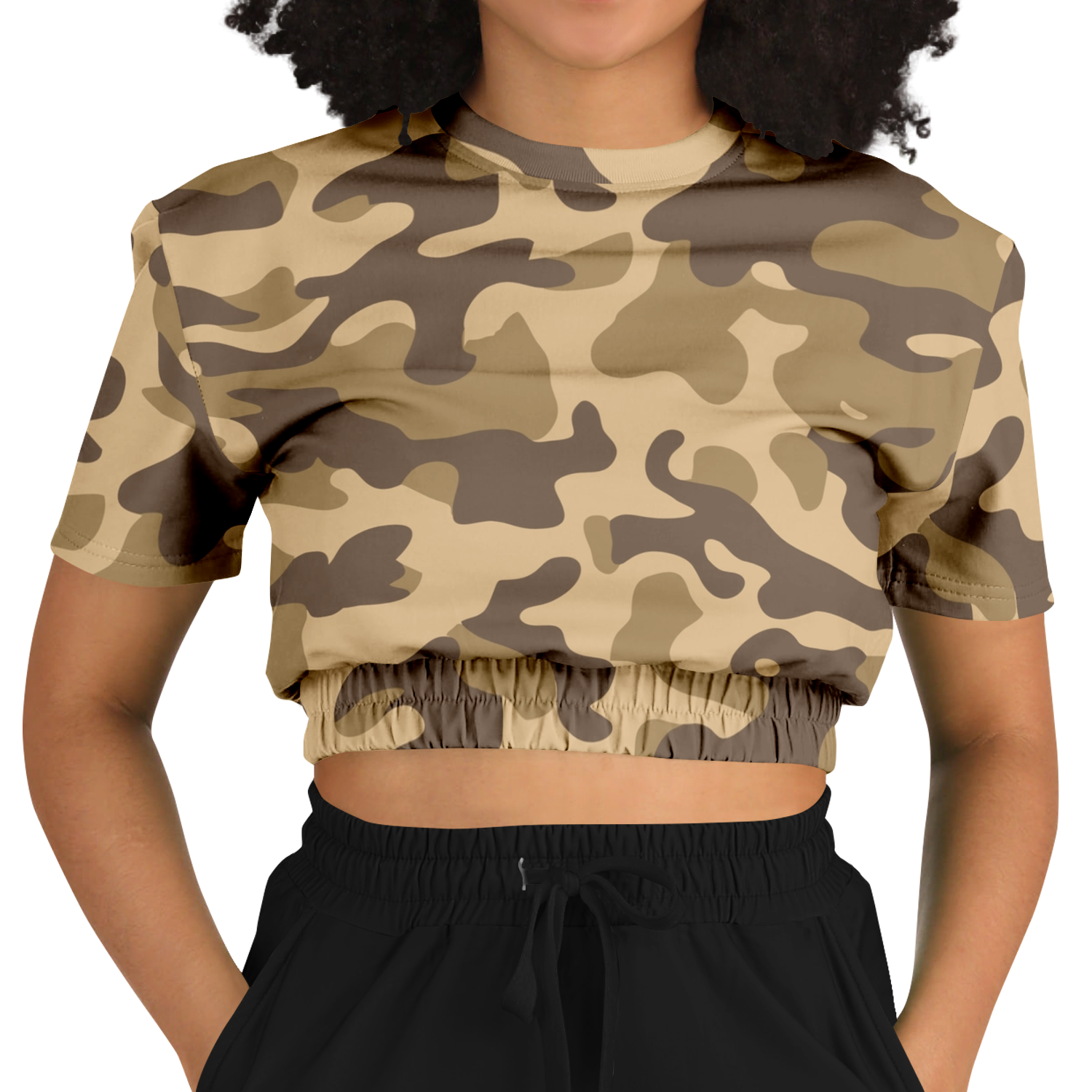 Camo Crop Top Sweatshirt | Khaki Camouflage