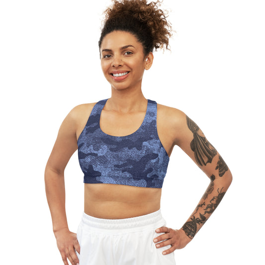 Camo Bra | Denim Blue Sports Camouflage