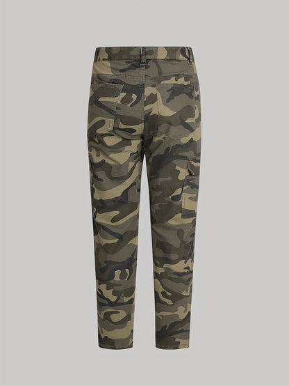 Men's Slim Fit Green Camo Jeans | Casual Denim with Multi-Pocket