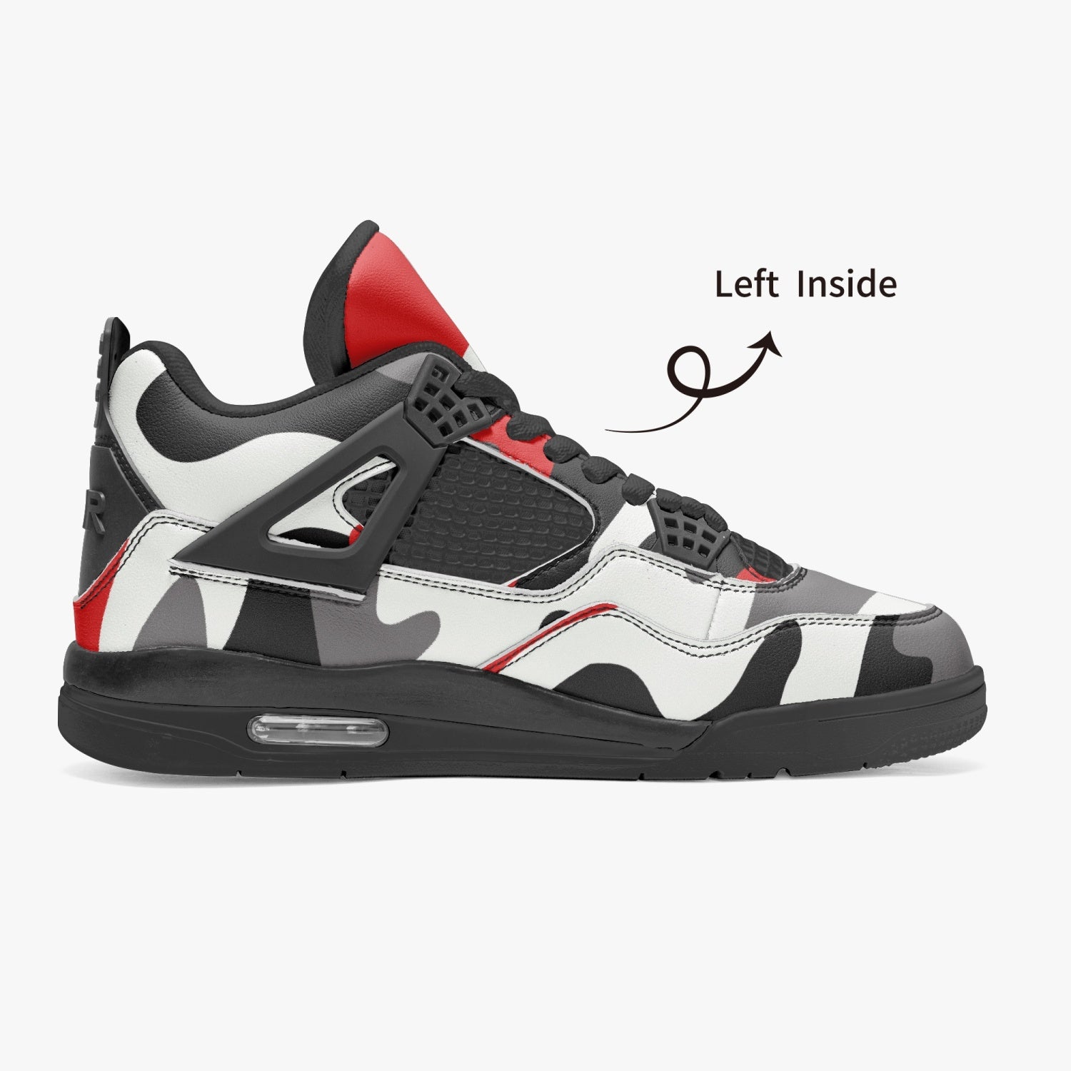 Camo Jordans AJ4 | Red, Black and White Camouflage