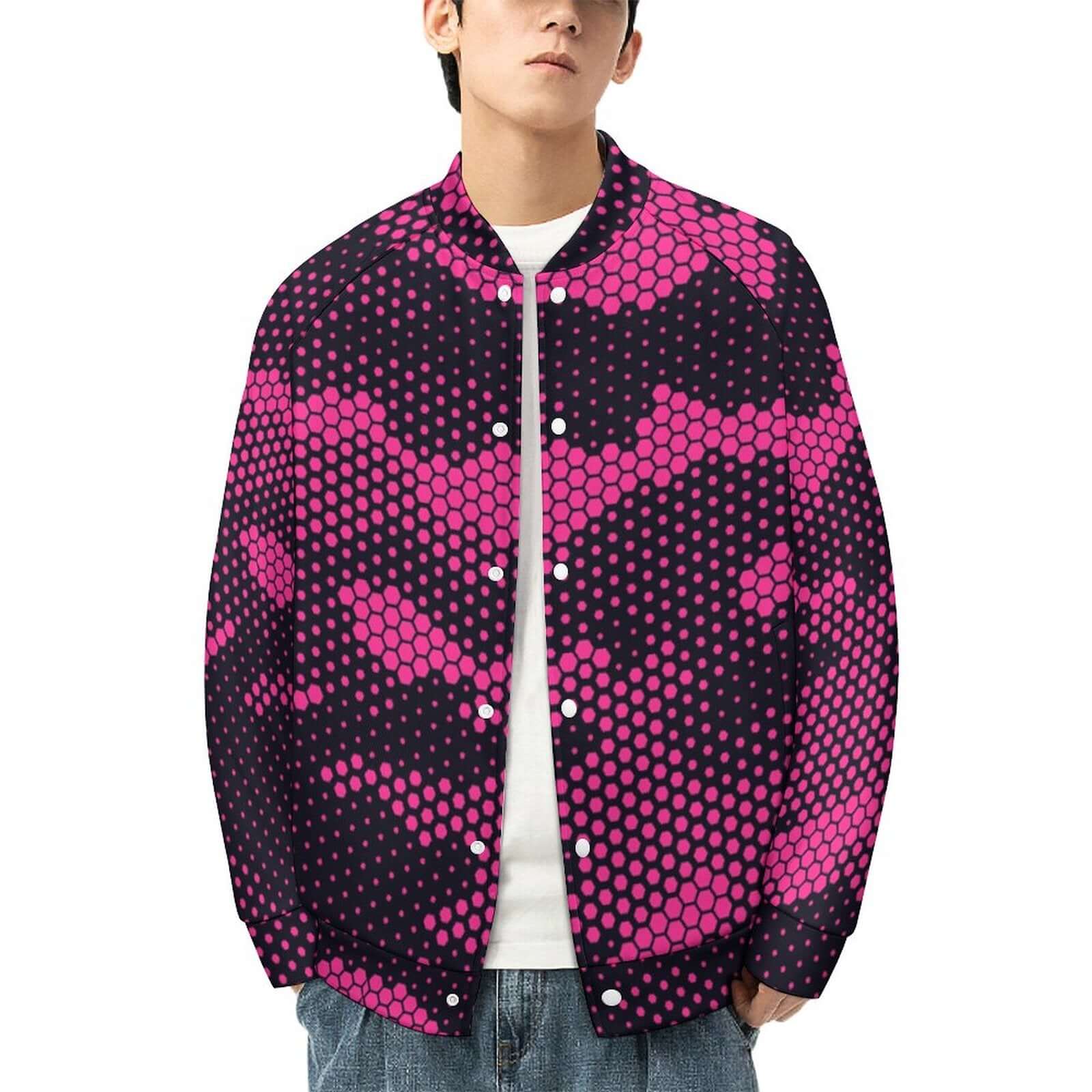 Men's Camo Jacket | Pink Digital Dotted Hexagonal