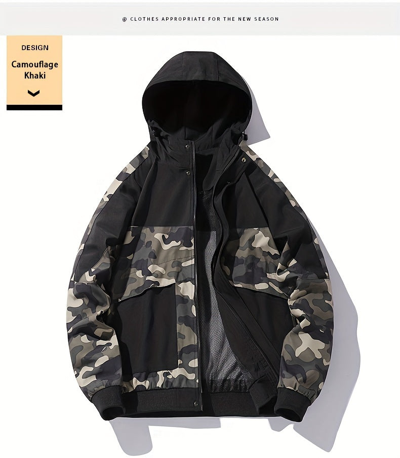 Camo Graphic Fleece Jacket | Men's Casual Hooded Winter Coat