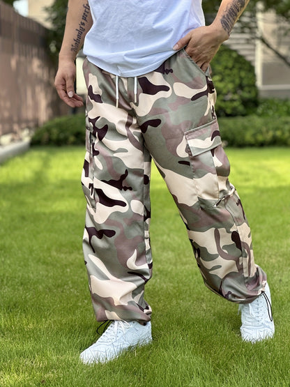 Pantalones cargo de camuflaje para hombre con múltiples bolsillos