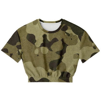 Camo Crop Top Sweatshirt | Green Fabric Camouflage