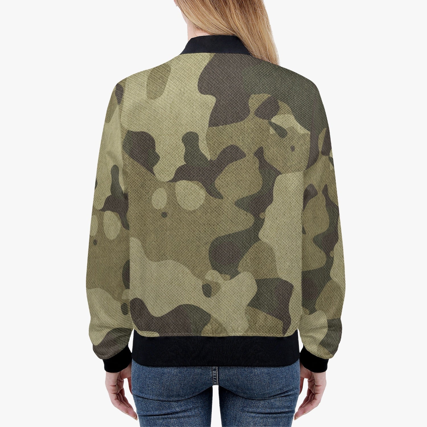 Women's Camo Bomber Jacket | Green Fabric Camouflage