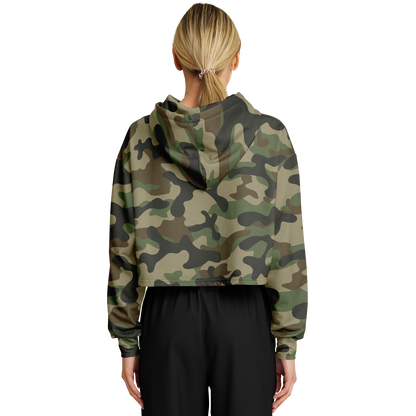 Cropped Hoodie For Women | Military Brown Camouflage