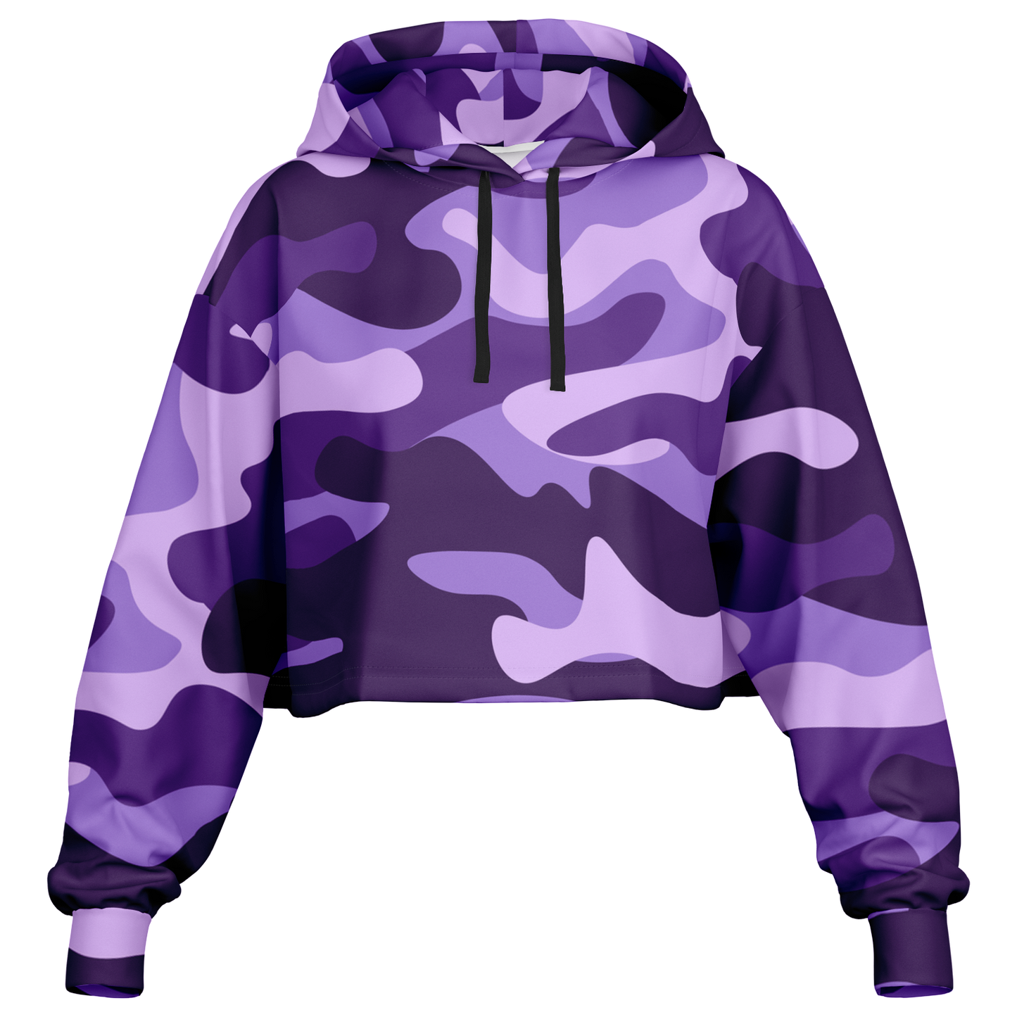 Cropped Hoodie For Women | Purple, Blue & Mauve Camouflage