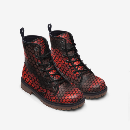 Red Camo Boots | Geometric Hive Lightweight Leather