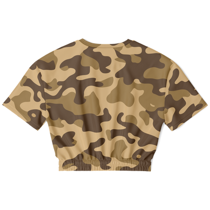 Camo Crop Top Sweatshirt | Khaki Camouflage