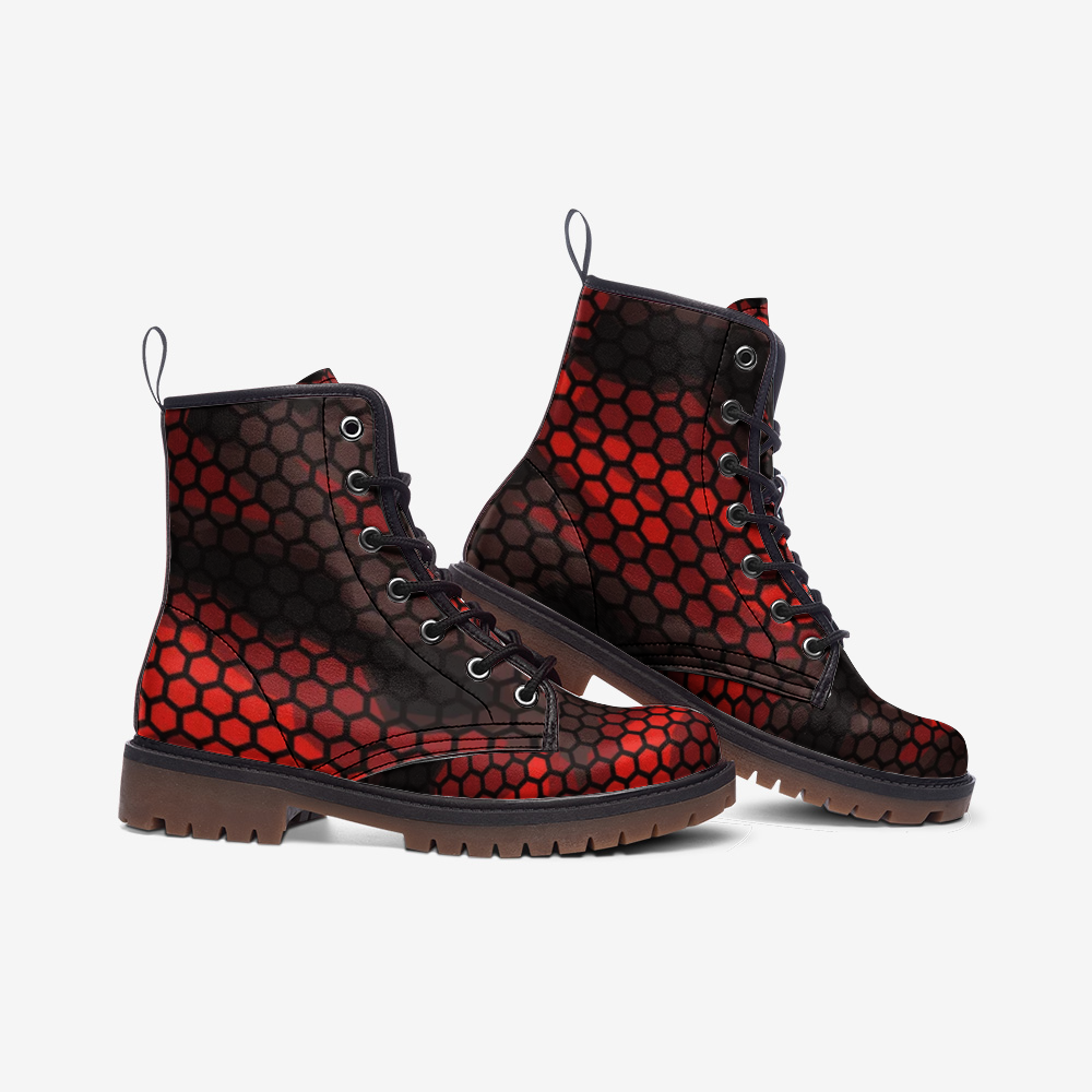 Red Camo Boots | Geometric Hive Lightweight Leather