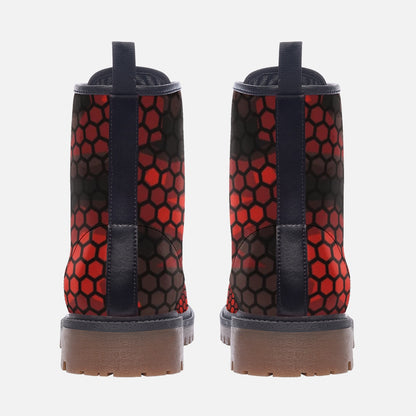 Red Camo Boots | Geometric Hive Lightweight Leather