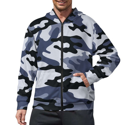 Zip up Camo Hoodie | Light Blue Camouflage