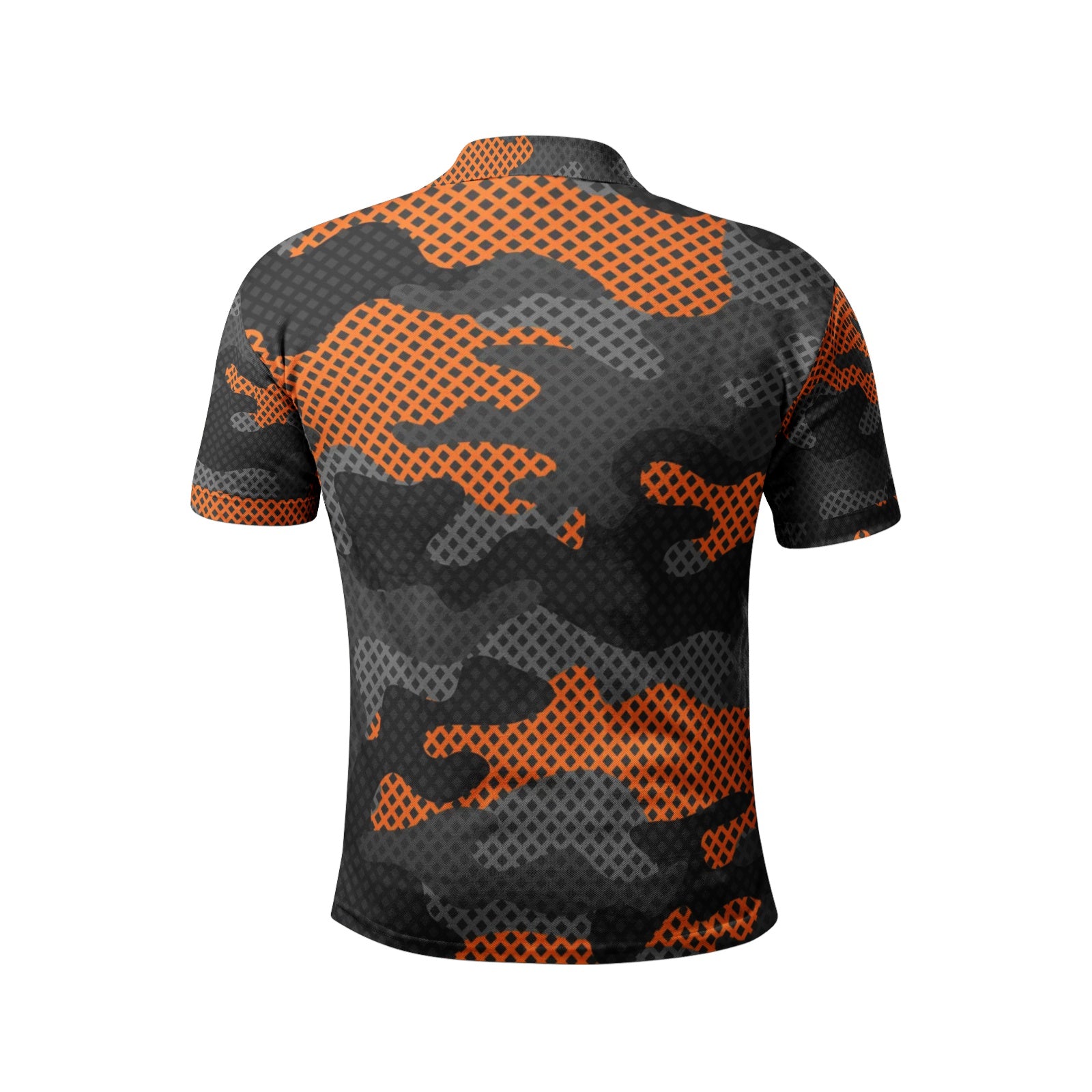 Camo Golf Shirt | Orange & Blue Pixel Camouflage