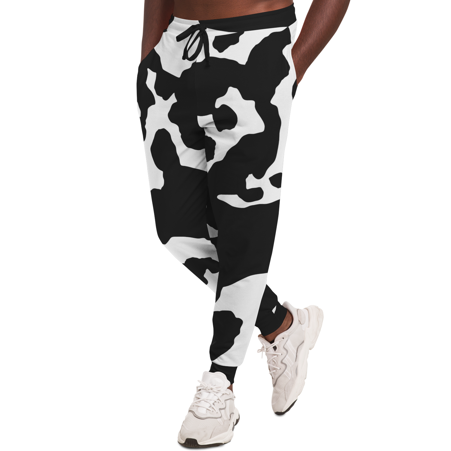 Camo Joggers | Unisex | Black & White Cow Camouflage