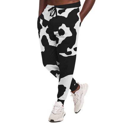 Camo Joggers | Unisex | Black & White Cow Camouflage