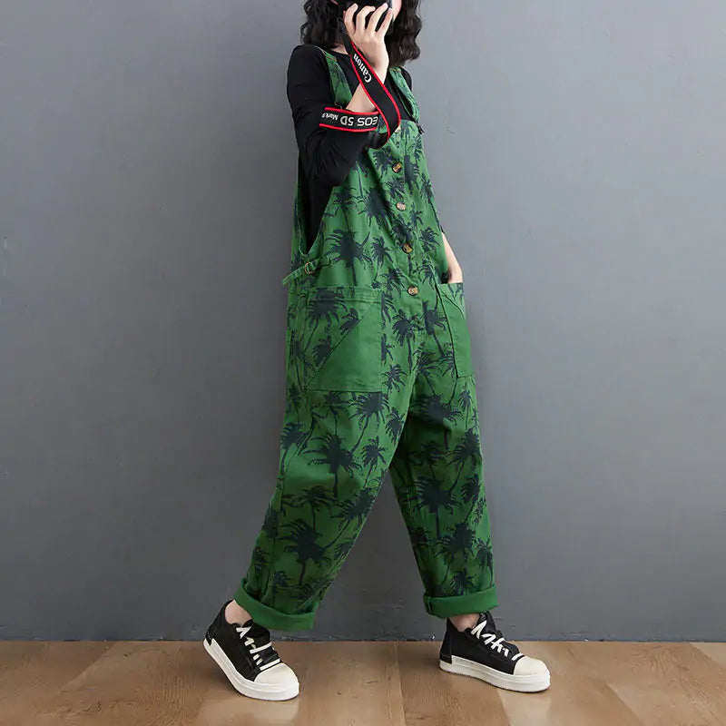 Korean Straight Green Jumpsuit for Women