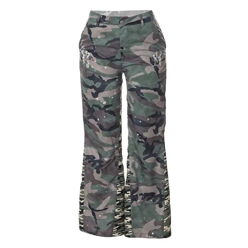 Caught In Combat Splattered Baggy Camouflage Pants