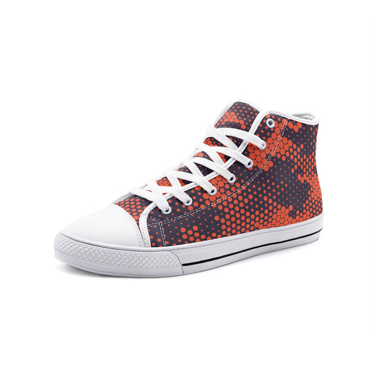 Camo Shoes | HIgh Top Canvas | Orange & Blue Digital