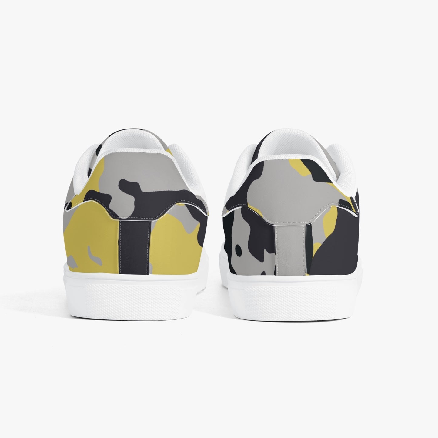 Camo Sneakers | Classic Low-Top Leather | Yellow, Black, & Silver