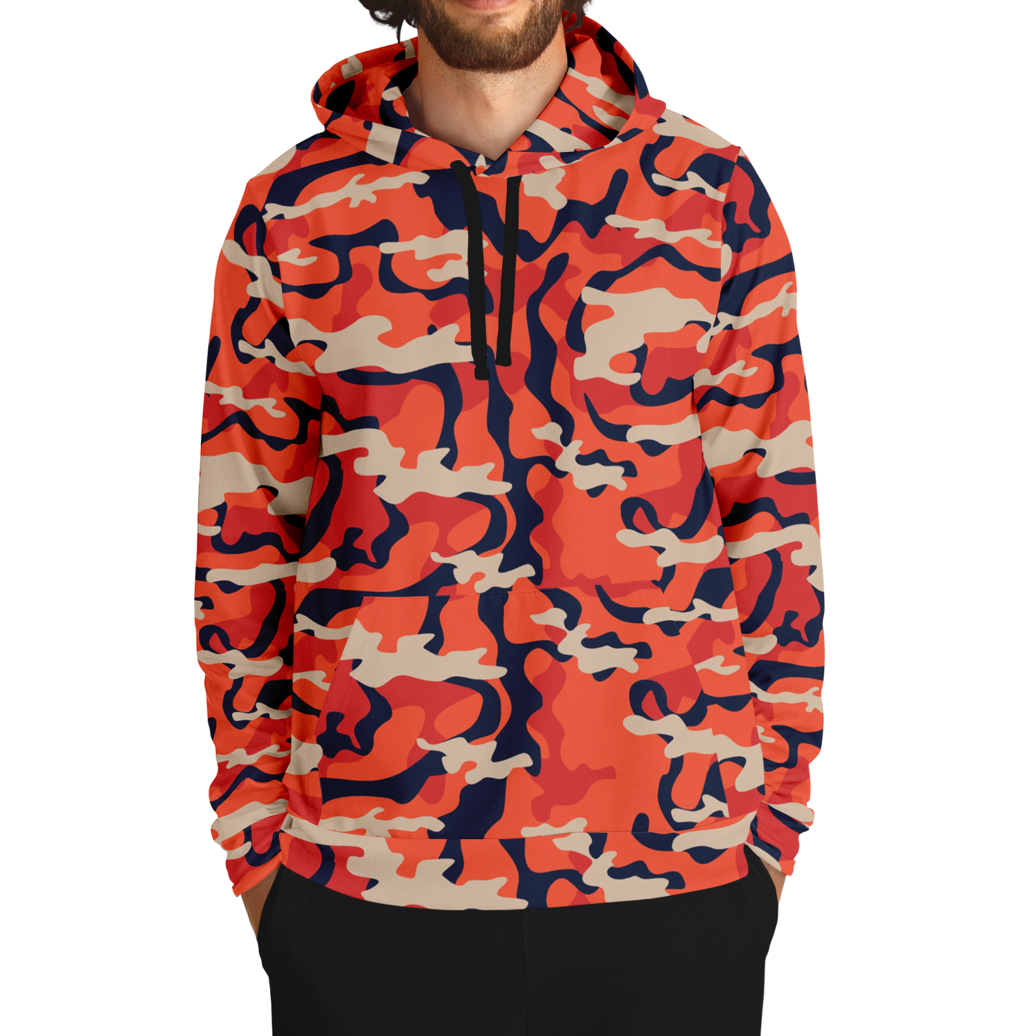 Camo Hoodie | Carmine Pink, Blue and Tan Camouflage