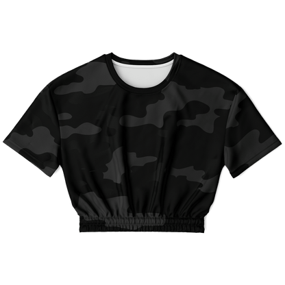 Camo Crop Top Sweatshirt | Black Camouflage