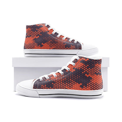 Camo Shoes | HIgh Top Canvas | Orange & Blue Digital